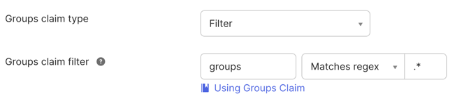 screenshot of Okta groups claim settings